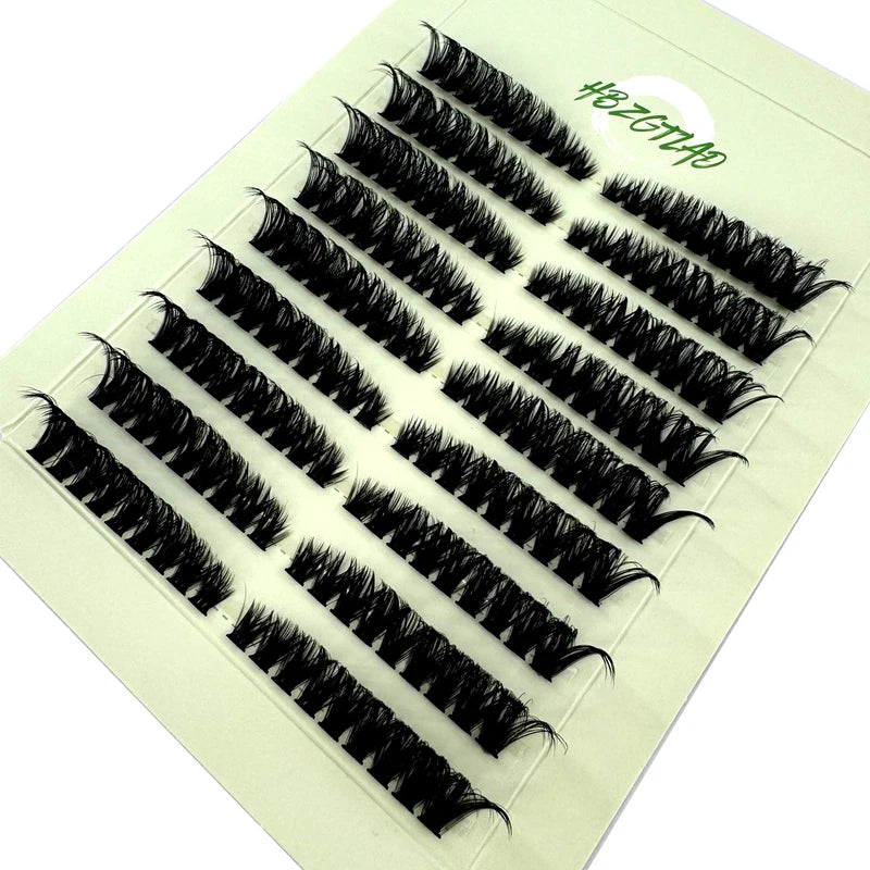 9-Row Fluffy Curl Eyelash Extension Bundle - 60D/80D Cat Eye Style