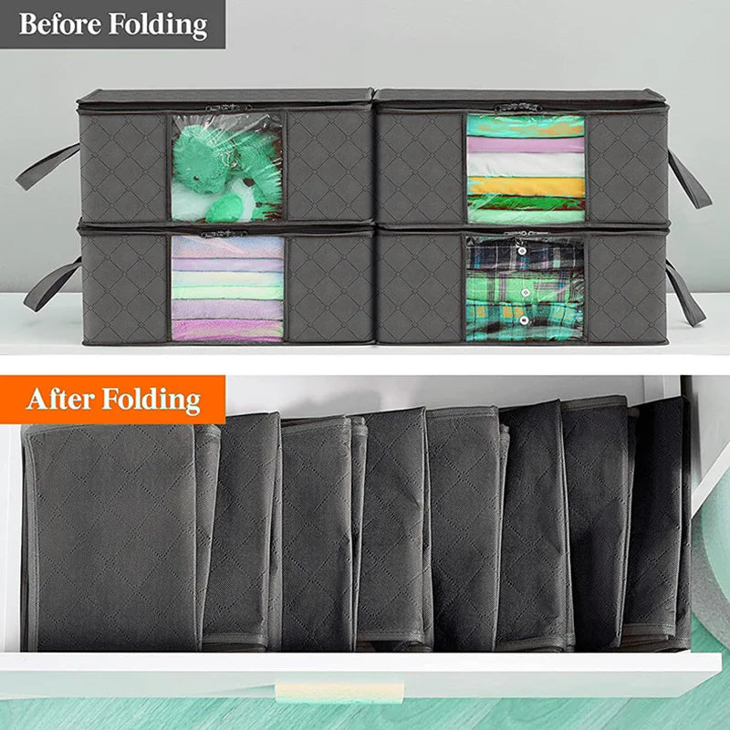 Foldable Clothes Storage Bag Large Capacity Blanket Organizer with Handles