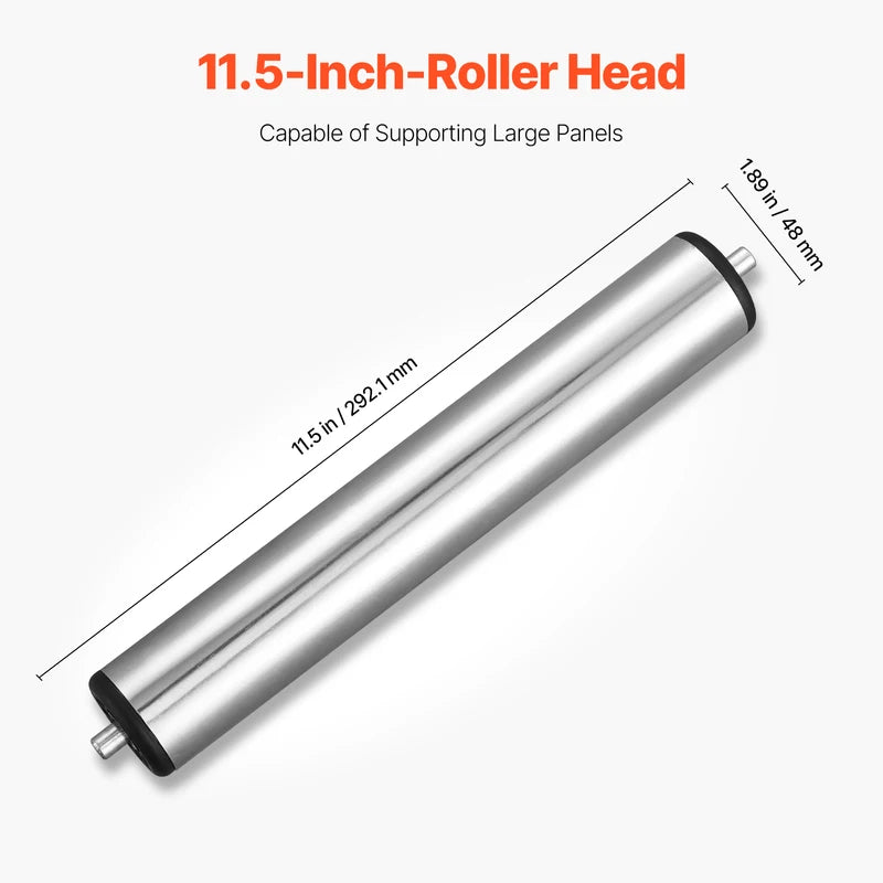 Heavy Duty Folding Roller Stand with Adjustable Height and Steel Roller Head for Woodworking