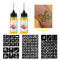 2PCS Temporary Tattoo Ink Kit with 120 Stencils - Waterproof Body Art Set