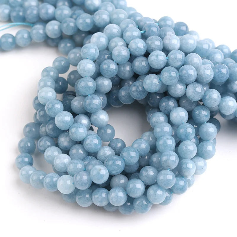 Natural Aquamarine & Agate Bead Set - Round Loose Spacer Beads for Jewelry Making