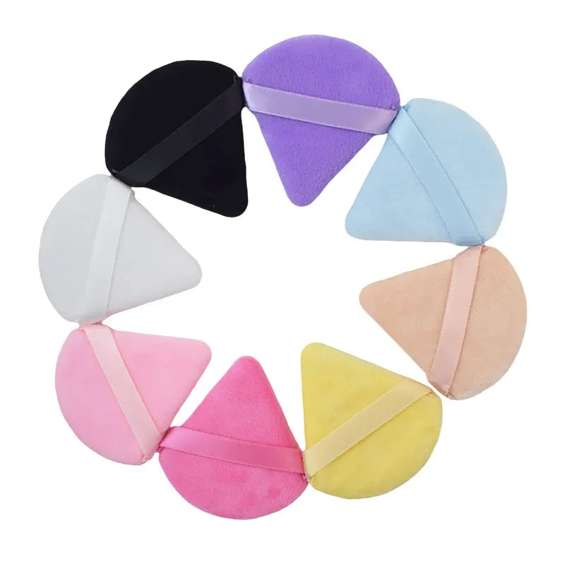 Triangle Velvet Powder Puff Makeup Sponge Set - Washable Lightweight Cosmetic Tool