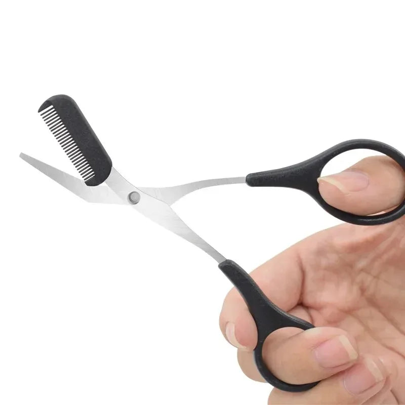 Stainless Steel Eyebrow Trimmer Scissors Set with Comb for Hair Removal & Shaping