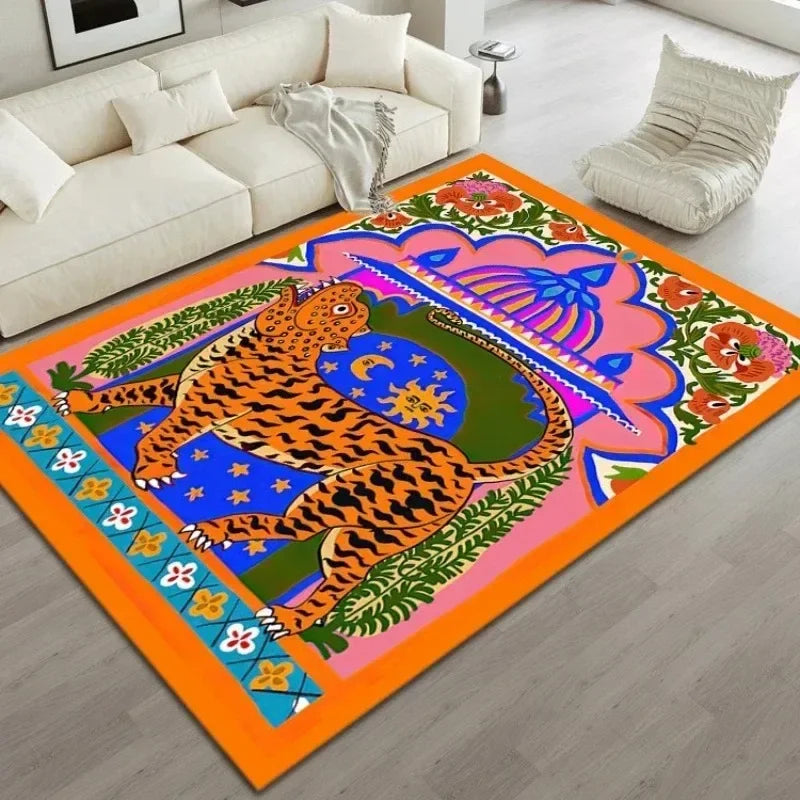 Leopard Print Living Room Rug - Large Area Bedside Sofa Carpet for Home Decor