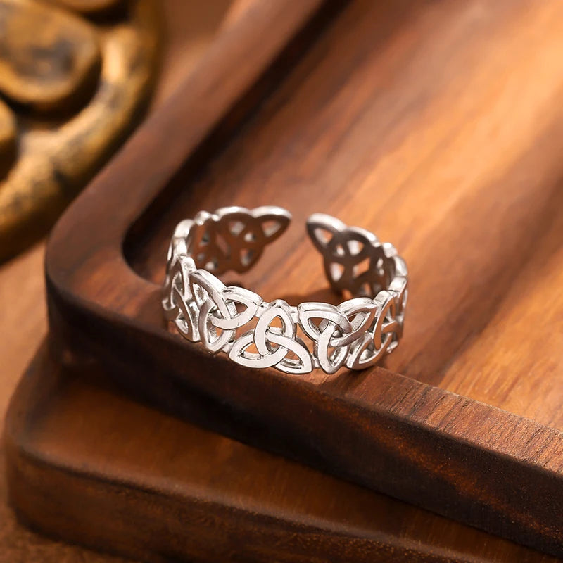 Adjustable Stainless Steel Knot Rings for Men Women Waterproof & Fading-Resistant Jewelry