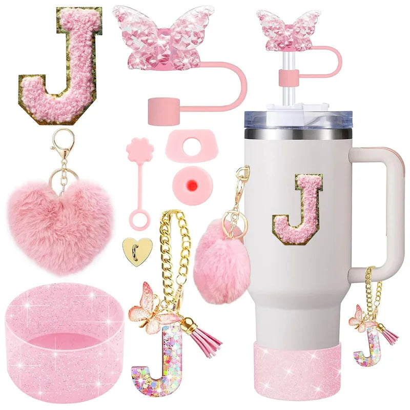 9PCS Cup Accessory Set for Stanley 30oz 40oz - Butterfly Straw Cover Silicone Boot Charm Spill Proof Stopper