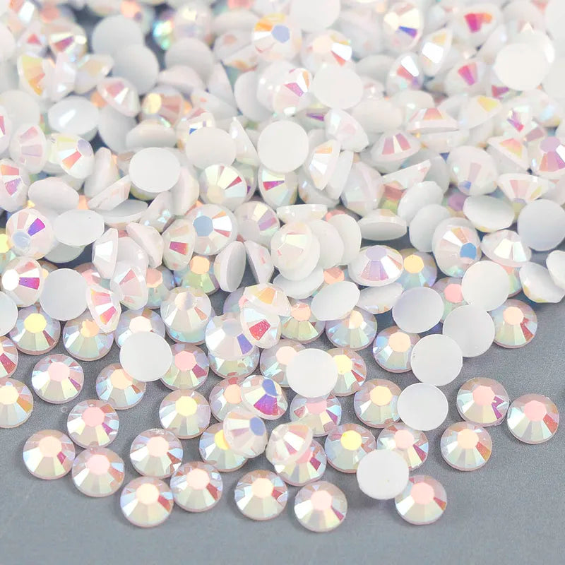 3-4mm AB Jelly Resin Nail Rhinestones Round Flatback Glitter Stones Nail Art Decoration