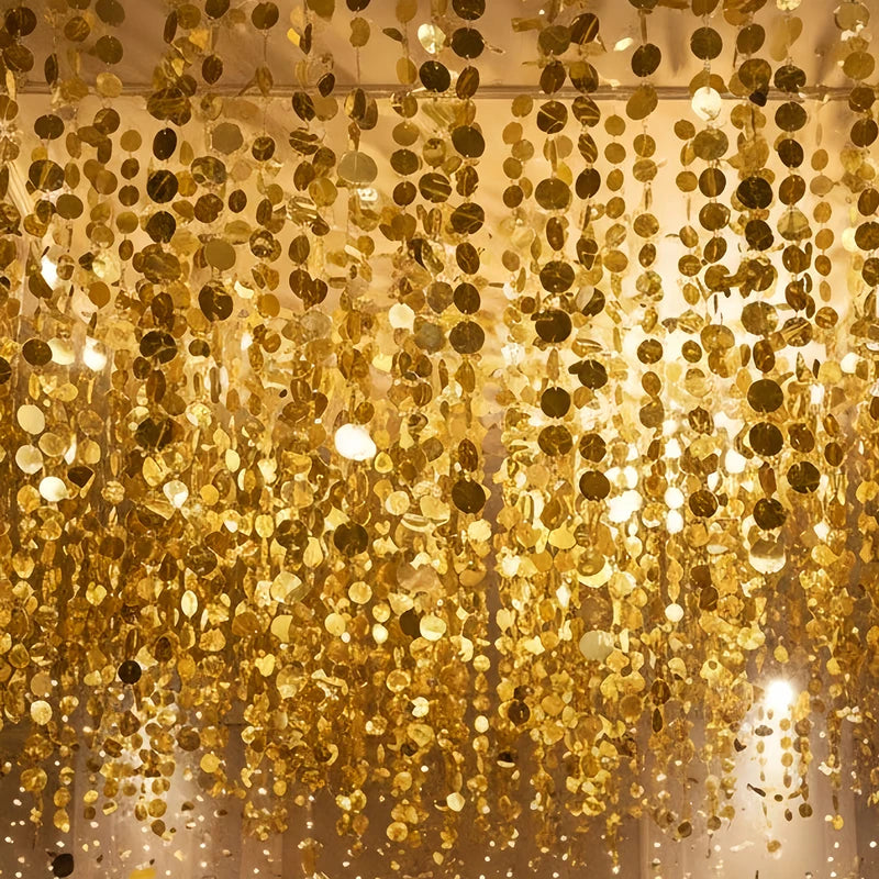 Shimmer Golden Sequin Curtain Backdrop for Weddings Parties Holiday Decor