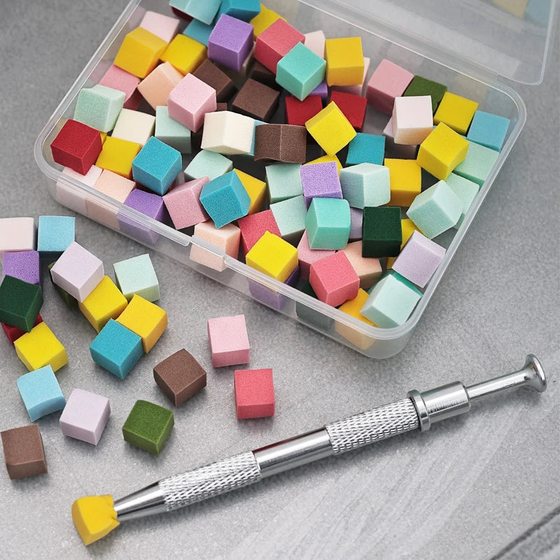 Mini Square Nail Art Sponge Set with 4 Claws Nail Gradient Brush for Manicure & Nail Design
