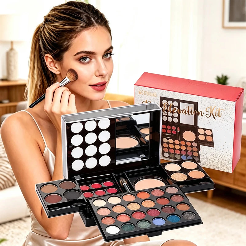 Multifunctional Makeup Kit for Women with Mirror - All-in-One Cosmetic Set for Weddings & Halloween
