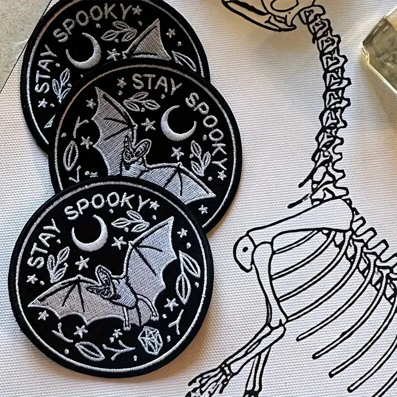 Halloween Embroidered Patch - Spooky Bat Iron-On Badge for Clothes & Accessories