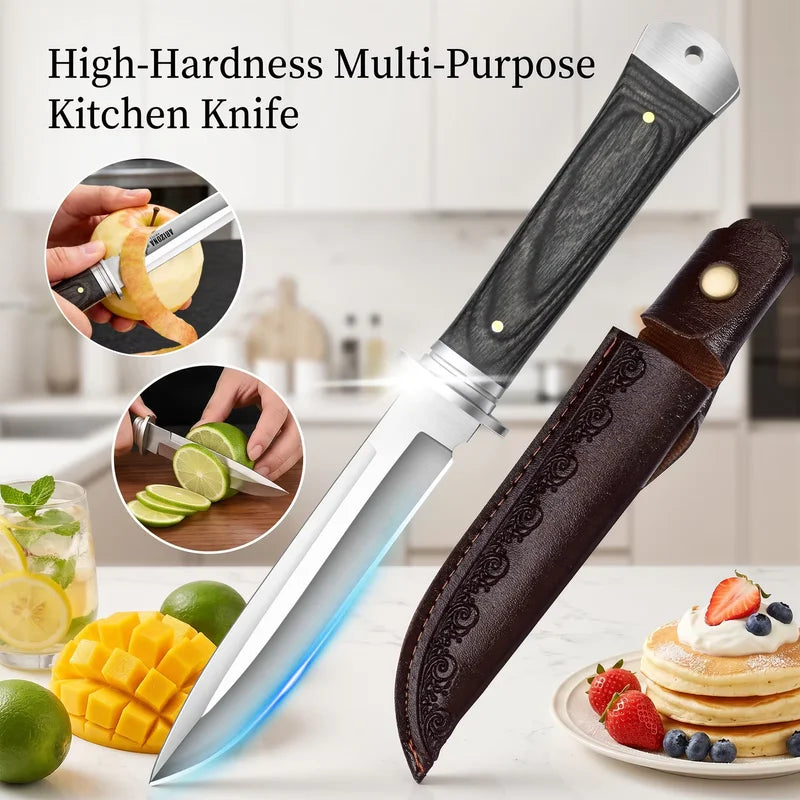 Heavy-Duty Multi-Purpose Kitchen Paring Knife with Pakkawood Handle - Rust-Resistant, Sharp Blade