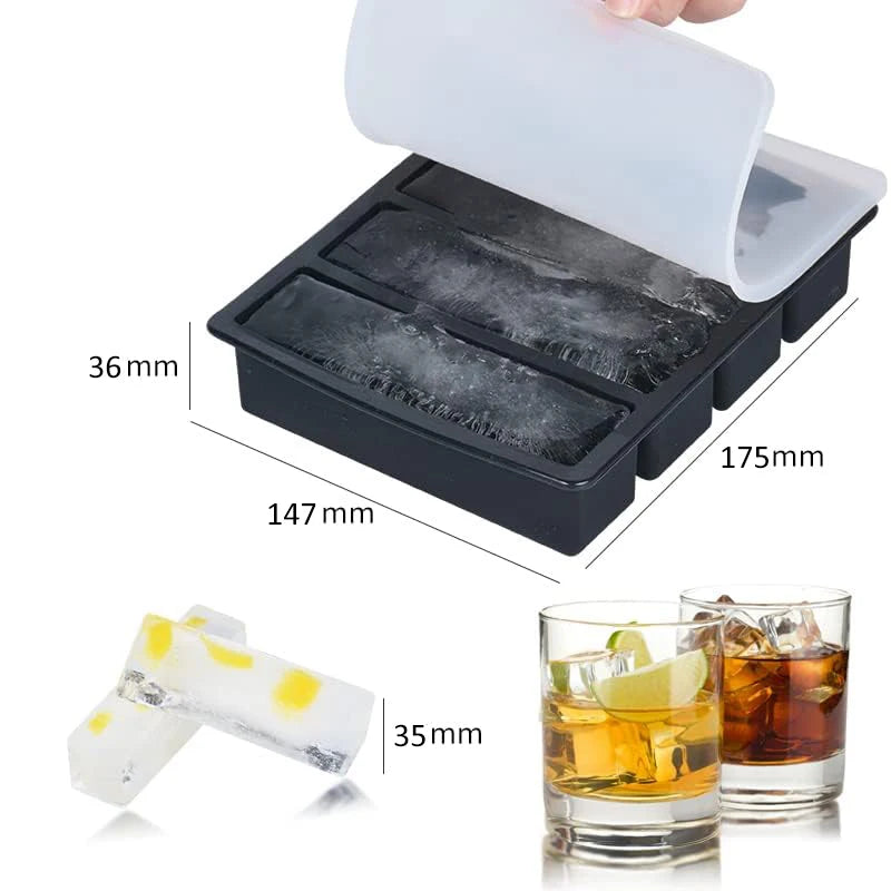 Giant Silicone Ice Cube Tray with Lid - 4-Cube Food Freezer Mold, Reusable Square Ice Molds for Soups & Drinks