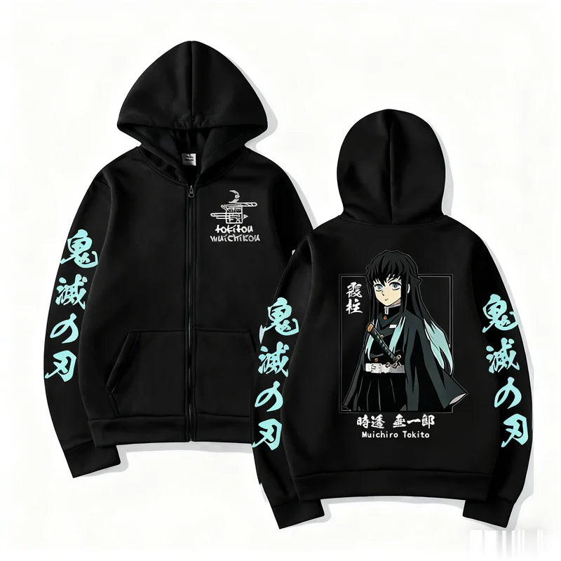 Anime Hoodie Muichiro Tokito Demon Slayer Casual Streetwear Jacket Men Women