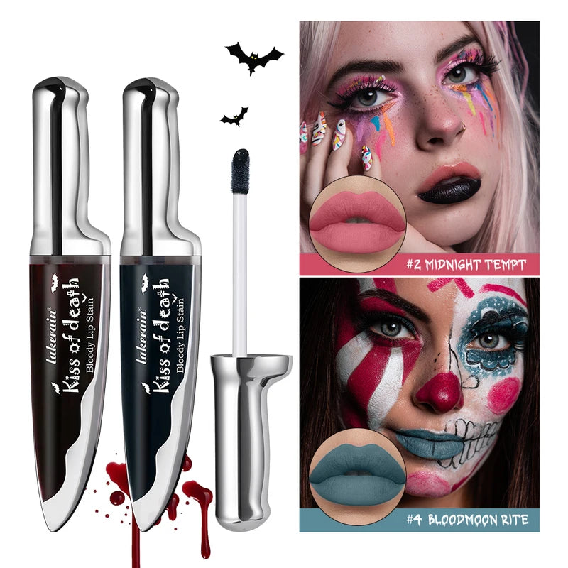 Matte Bloody Lip Stain Long-Lasting Water-Resistant Lipstick for Gothic Vampire Halloween