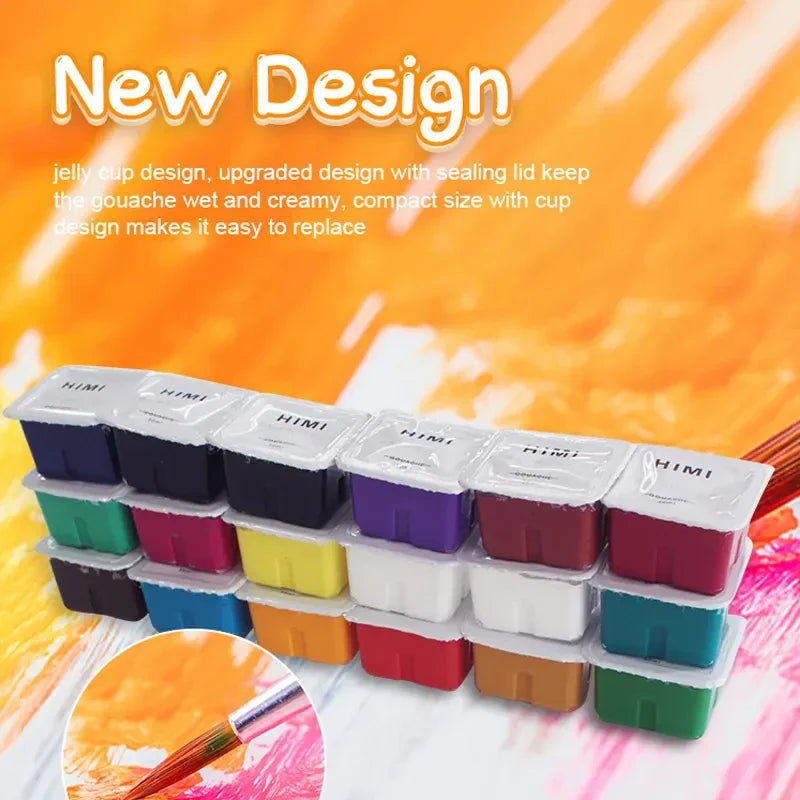 Jelly Gouache Paint Set 18/24 Colors - Portable Case for Artists & Beginners