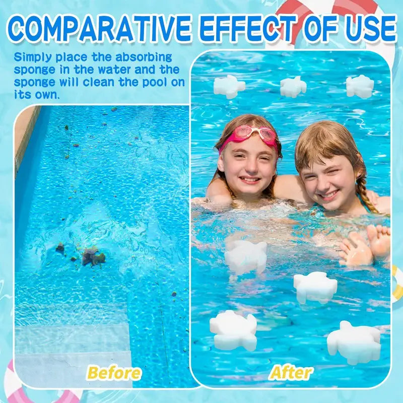 Pool Oil Absorbing Sponges - Reusable Scum & Grime Cleaners, 10 Pack