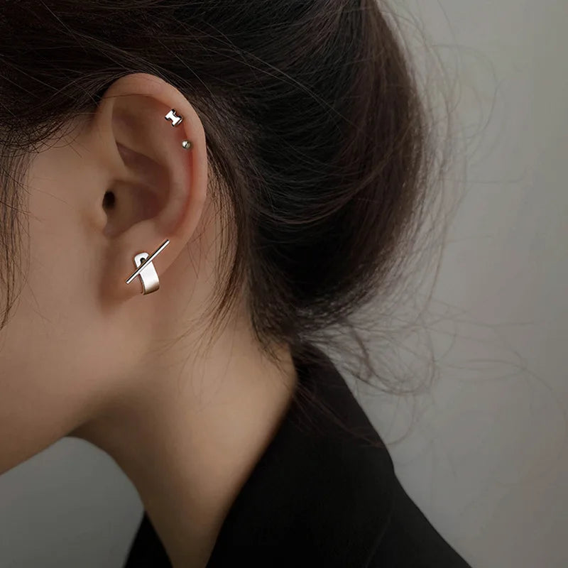 Sterling Silver Geometric Stud Earrings for Women - Versatile Jewelry Gift