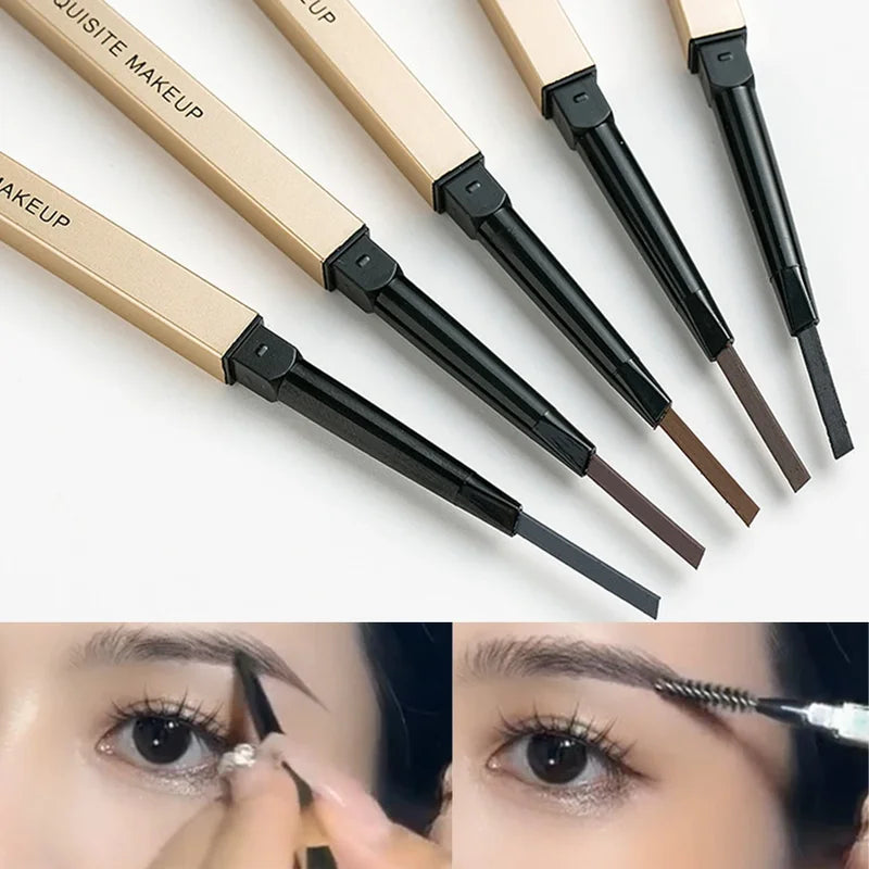 Waterproof Sweatproof Double Head Eyebrow Pencil with Brush - Natural Eye Makeup Tool