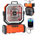 Portable 20000mAh Camping Fan with LED Light and USB Power Bank - Outdoor Tent Fan with 270° Adjustable Wind Speeds and Timer