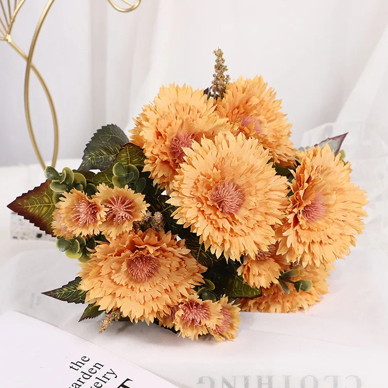 Artificial Sunflower Gerbera Flower for Wedding & Home Decor, Realistic Fake Plant