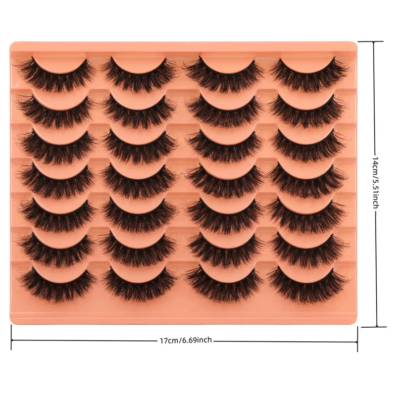 14 Pairs Russian Mink Fluffy 3D False Eyelashes Makeup Set - Thick & Messy Look