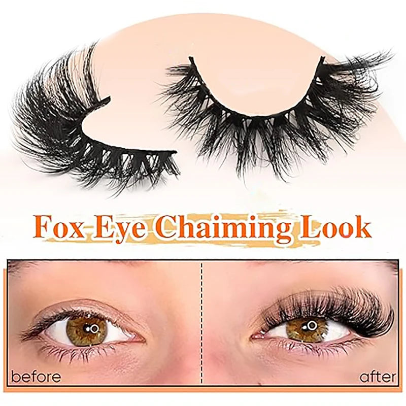 Wholesale 50 Pairs Faux Eyelashes Natural Long Curl Fluffy Reusable Lash Set