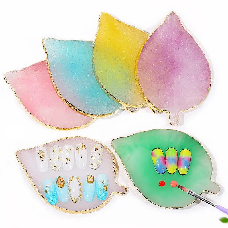Luxury Nail Art Palette with Natural Resin Stones for DIY Manicure & Gel Polish Display