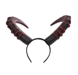 Gothic Devil Horn Headband Halloween Cosplay Hair Accessory - Black & Red