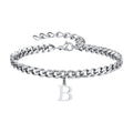 Men's Initials Cuban Link Chain Bracelets - Stainless Steel Alphabet Charm Wristband, Adjustable, Gift-Ready