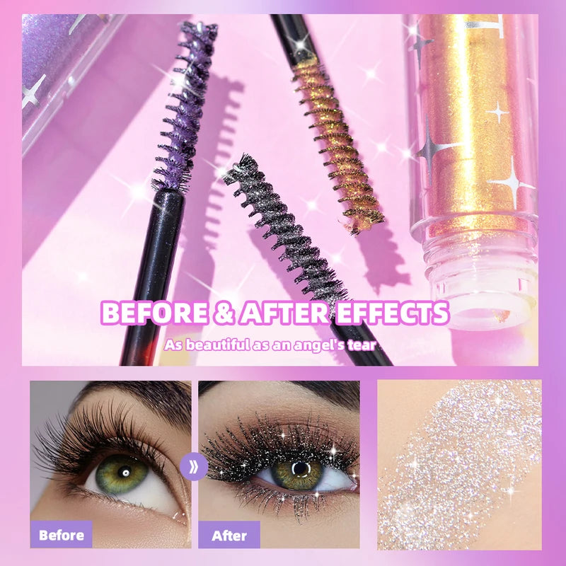 Glitter Mascara Long Lasting Curling Lash Extension with Diamond Glitter Effect for Women