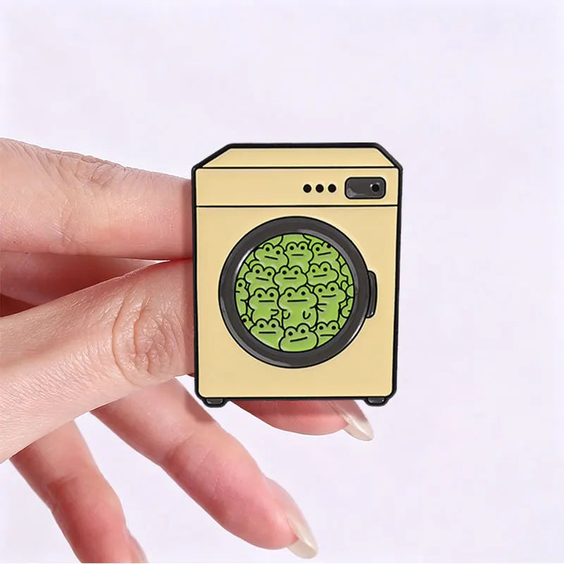 Frog Laundry Enamel Pins Cartoon Laundry Froggy Brooches Cute Jewelry Gift