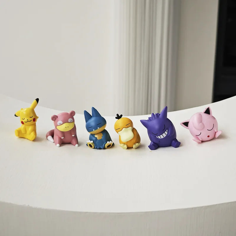 6pcs Pokemon Action Figures Set - Pikachu Psyduck Gengar Jigglypuff Slowpoke Toys