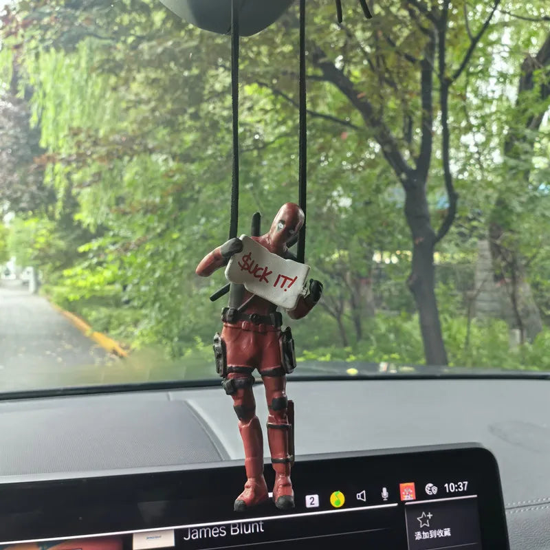 Deadpool Car Rearview Mirror Pendant Mini Action Figure Toy - Fun Car Accessory
