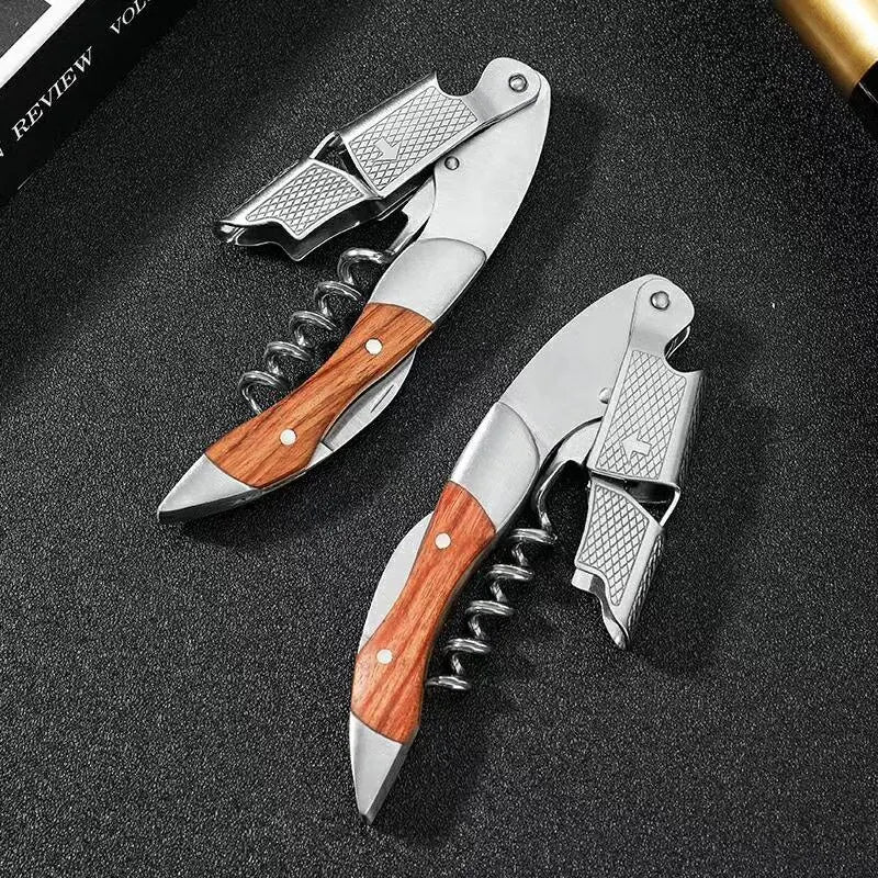 Stainless Steel Wine Corkscrew & Bottle Opener Set - Portable Multifunctional Bar Tool
