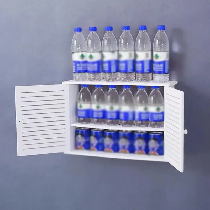 Wall-Mounted Shelf Organizer for Router and Cable Storage - No Punch Installation