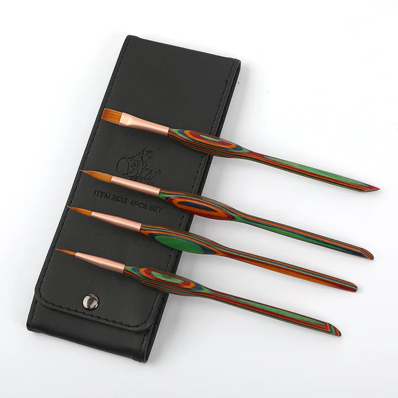 Detail Paint Brush Set with Carry Bag - Nylon Hair for Acrylic Oil Gouache