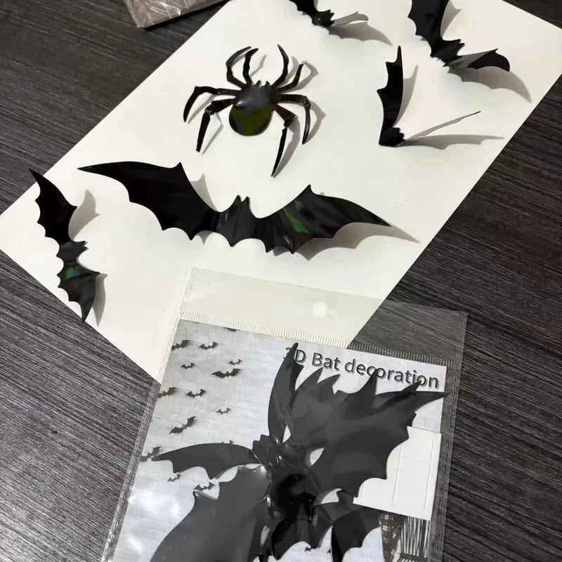 Halloween Bat Wall Decorations - 3D PVC Wall Stickers for Spooky Holiday Home Decor