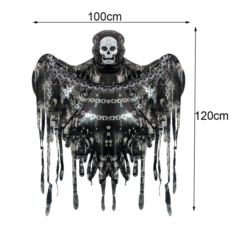 Large Halloween Skeleton Balloon Inflatable Tombstone Decor with Hand & Skull