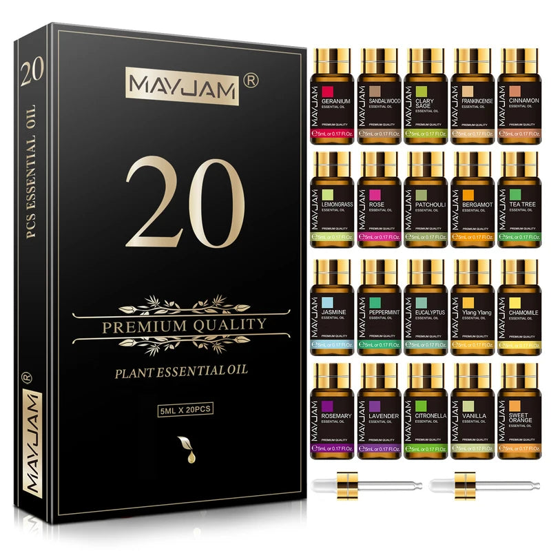 20-Piece Essential Oil Gift Set - Lavender, Eucalyptus, Orange & More