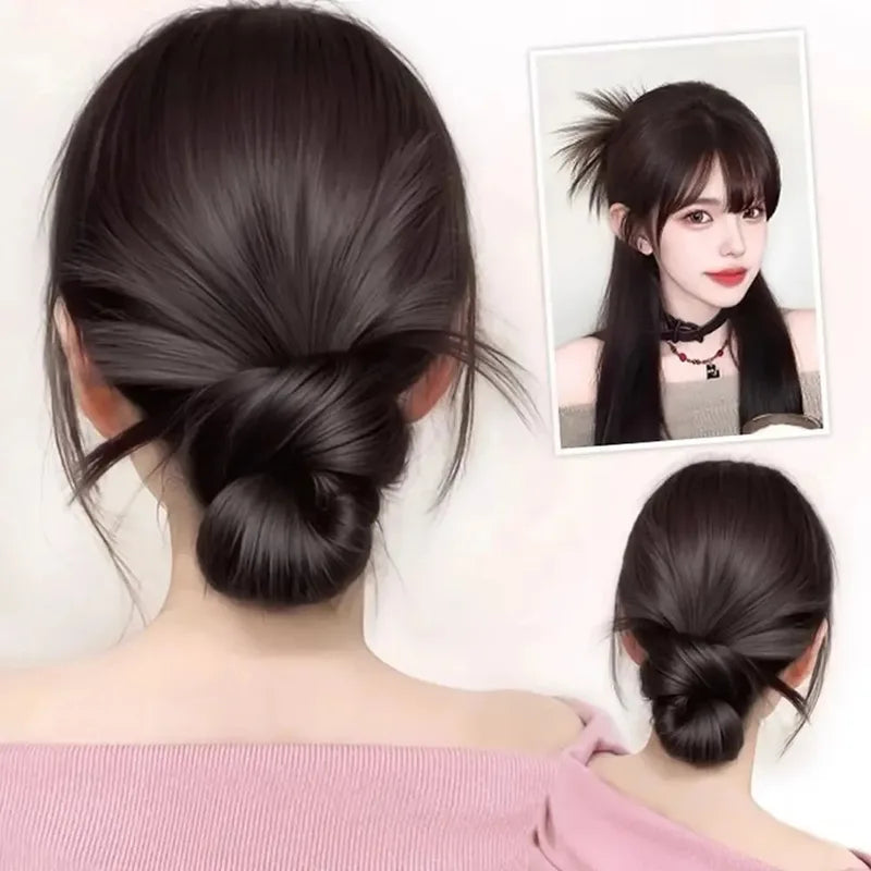 Synthetic Low Bun Claw Clip for Easy Hair Updo Styling - Natural Fluffy Hairpiece for Women