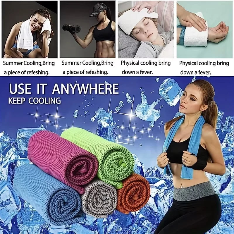 4-Pack Cooling Towels 35.4x11.8 Inches Soft Breathable Sports Towels for Outdoor Gym Yoga Camping Fitness Running