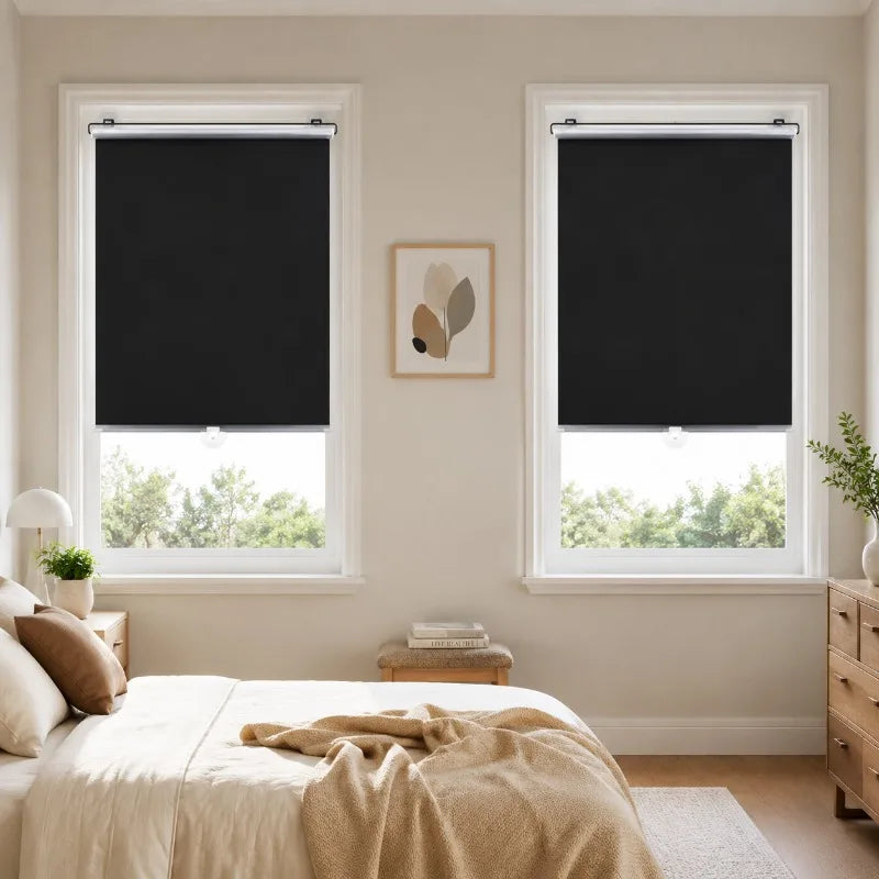 No-Drill Suction Cup Sun Shade Curtains Automatic Retractable Roll-Up Blinds