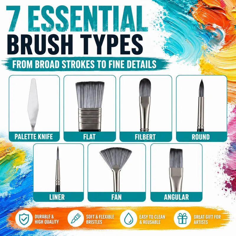 24-Piece Artist Paint Brush Set with Synthetic Brushes, Palette Knife & Storage Case for Acrylic Watercolor Oil & DIY Crafts