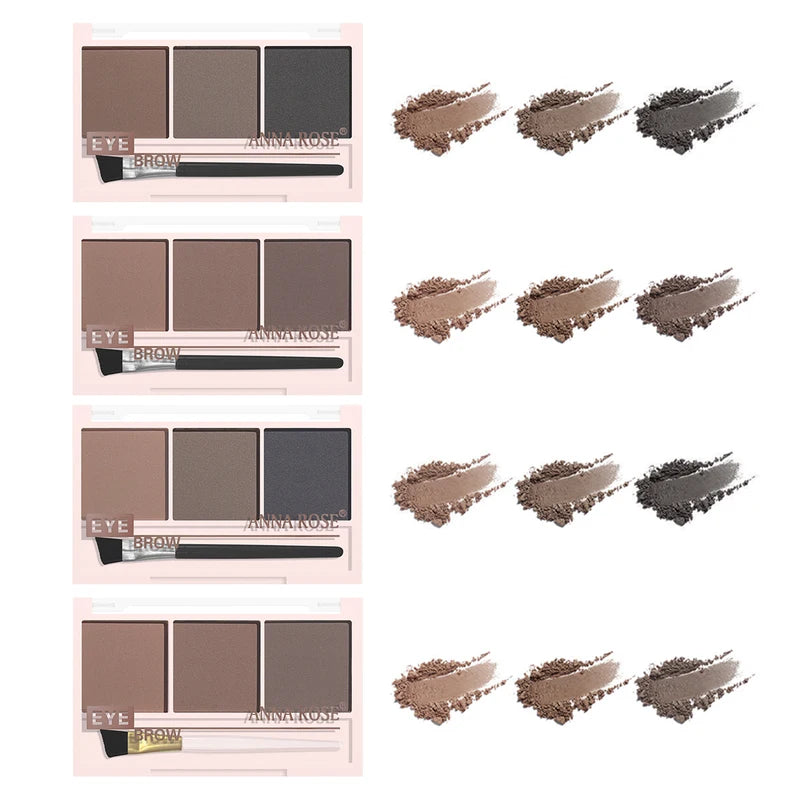 Waterproof Long-Lasting Eyebrow Powder Palette - Natural, Sweat-Proof, 3-Color Options