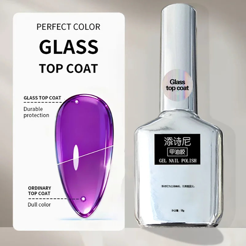 Glass Top Coat Nail Gel for Long-Lasting, Glossy Manicure Finish