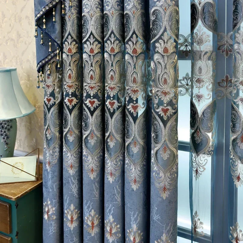 European Embroidered Luxury Curtains for Living Room and Bedroom - Custom Size & Style