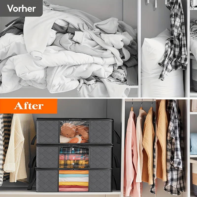 35L Foldable Fabric Storage Bags with Clear Viewing Window for Clothes & Bedding