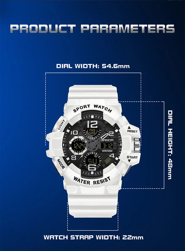 Digital Military Sports Watch for Men Waterproof Shock-Resistant Electronic Wristwatch