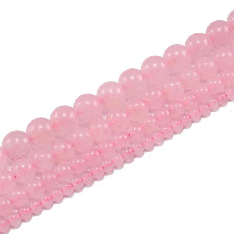 Pink Rose Crystal Quartz Beads for Jewelry Making - Natural Stone Loose Round Beads 6-10mm